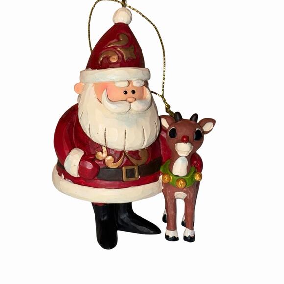 Jim Shore Rudolph the Red Nosed Reindeer & Santa Nose Lights Up Traditions TV - Picture 2 of 9